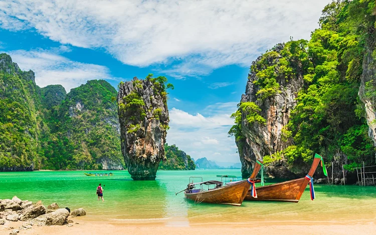 Limestone karsts rising from Phang Nga Bay